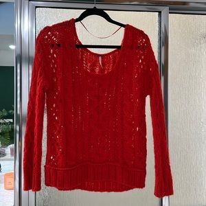 Free people red knit sweater